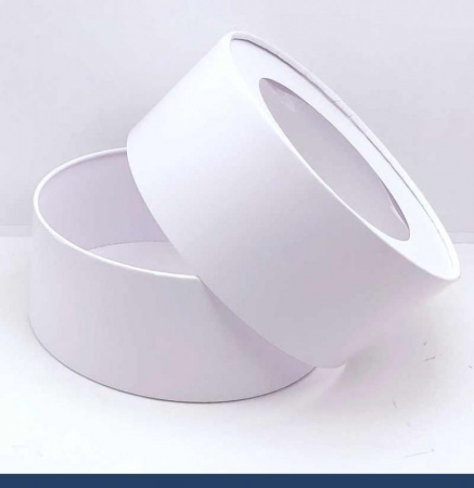 Коробка круглая с Окном (шайба) 145•60 мм Белая (крышка+дно)