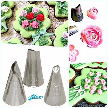 Кондитерская насадка лепесток розы изогнутый № 159,160,161 Ateco | малый размер Кондитерская насадка лепесток розы изогнутый № 159,160,161 Ateco | малый размер