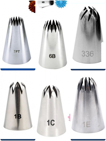 Базовый набор №2 кондитерских насадок 6 шт 7/6FT, 6B, 336, 1B, 1C, 1E Эконом Базовый набор №2 кондитерских насадок 6 шт 7/6FT, 6B, 336, 1B, 1C, 1E Эконом