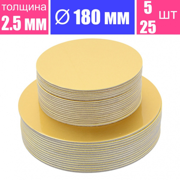 Подложка для торта усиленная Золото 2.5 мм, Ø 180 мм