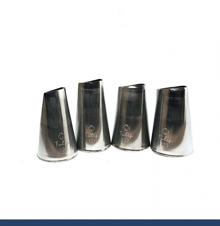 Кондитерские насадки лепесток розы изогнутый №120, 121, 122, 123 Tulip™ | набор 4 шт | средний размер Кондитерские насадки лепесток розы изогнутый №120, 121, 122, 123 Tulip™ | набор 4 шт | средний размер